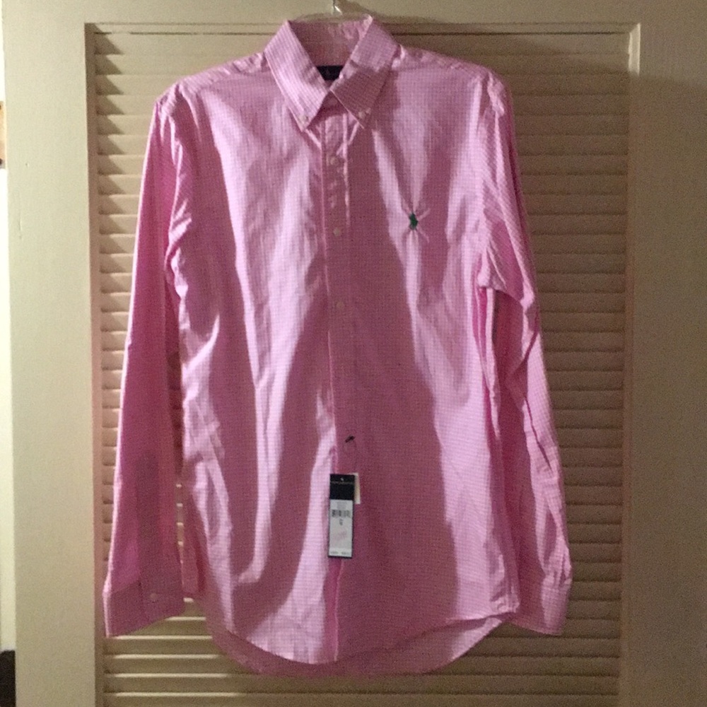 Ralph Lauren pink gingham long sleeve shirt